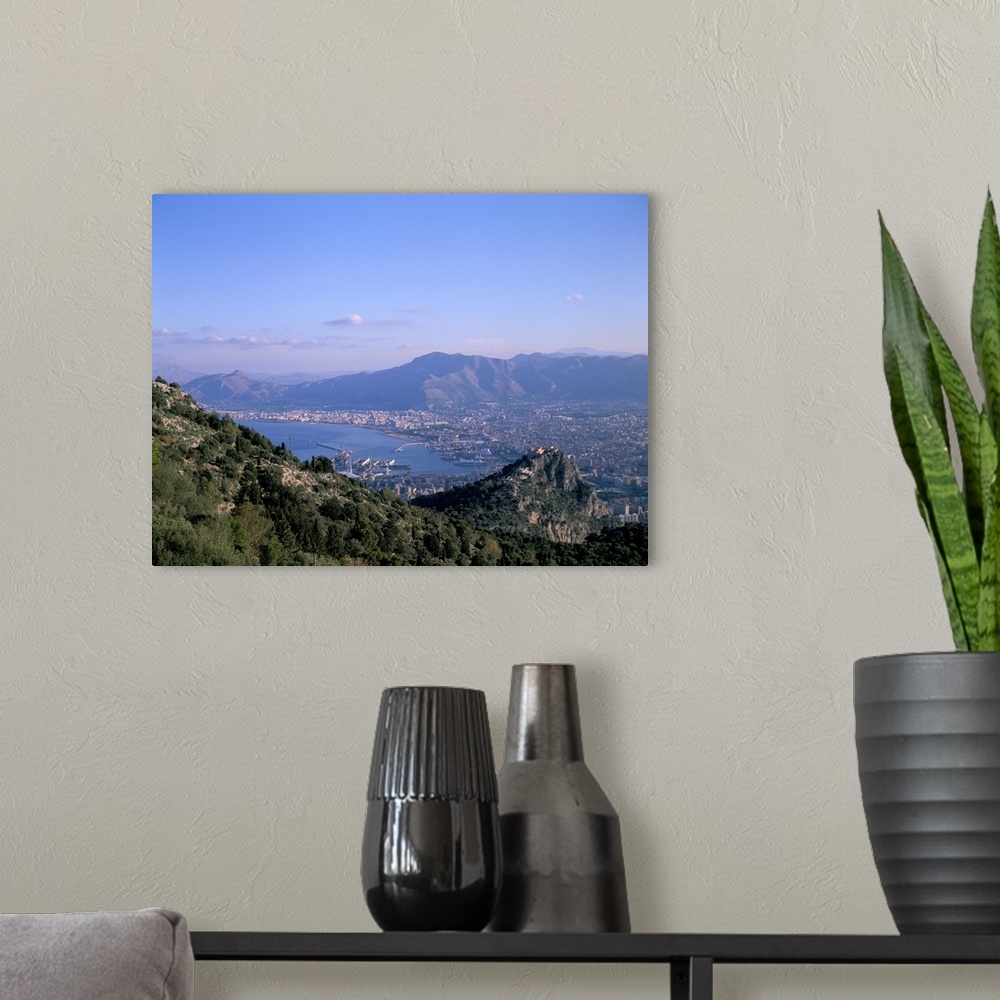 A modern room featuring View over Palermo, island of Sicily, Italy, Mediterranean