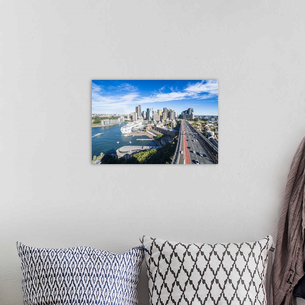 A bohemian room featuring View over Sydney from the harbour bridge, Sydney, New South Wales, Australia