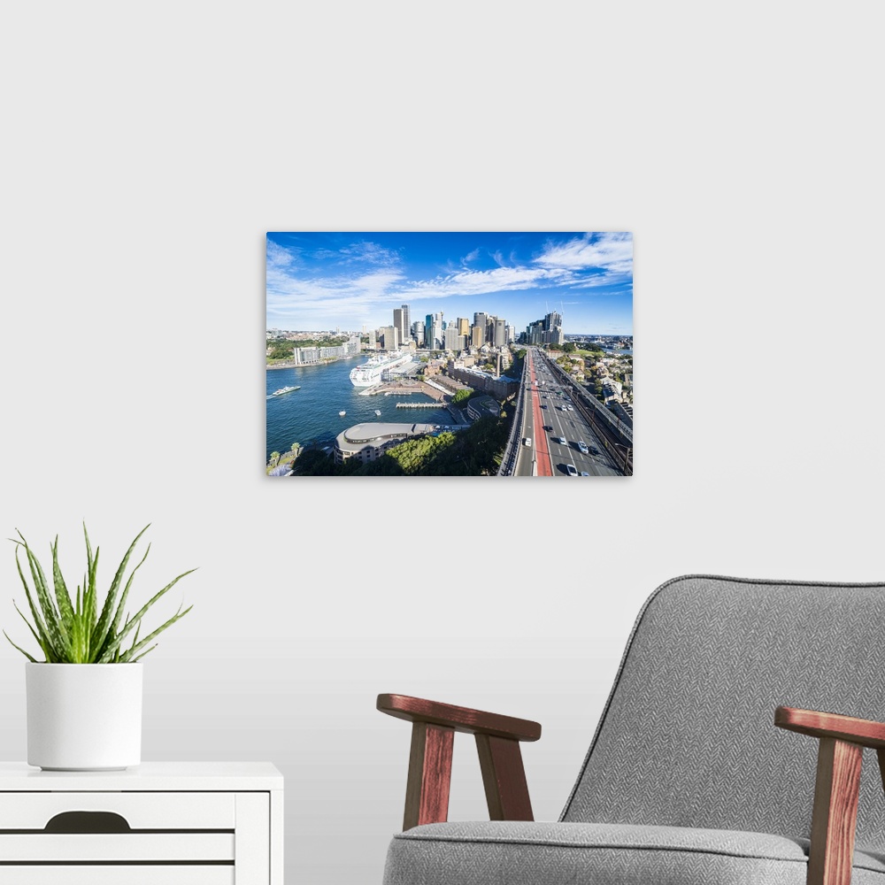 A modern room featuring View over Sydney from the harbour bridge, Sydney, New South Wales, Australia
