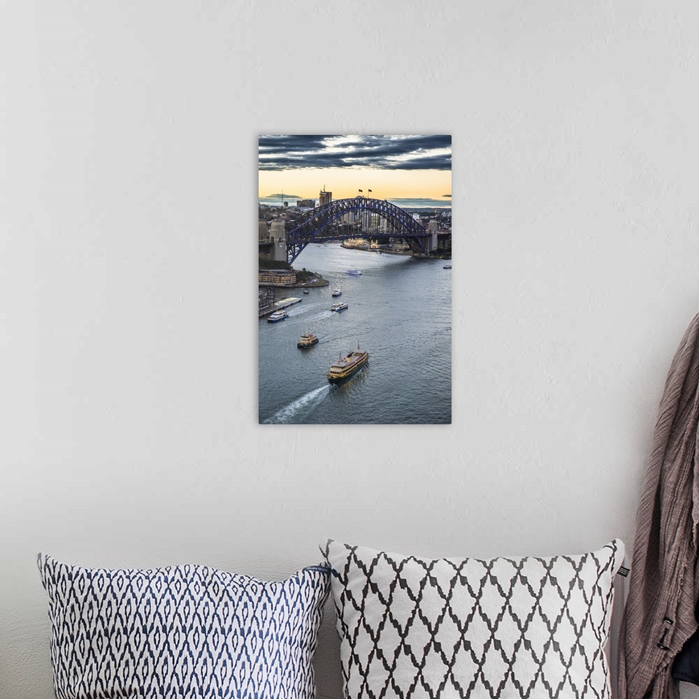 A bohemian room featuring View over Sydney harbour after sunset, Sydney, New South Wales, Australia
