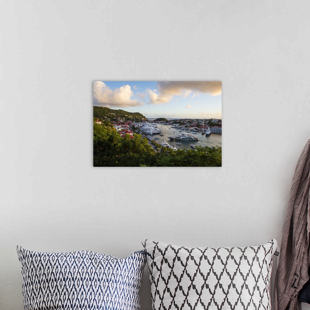 A bohemian room featuring View over the harbour of Gustavia, St. Barth, Lesser Antilles, West Indies, Caribbean