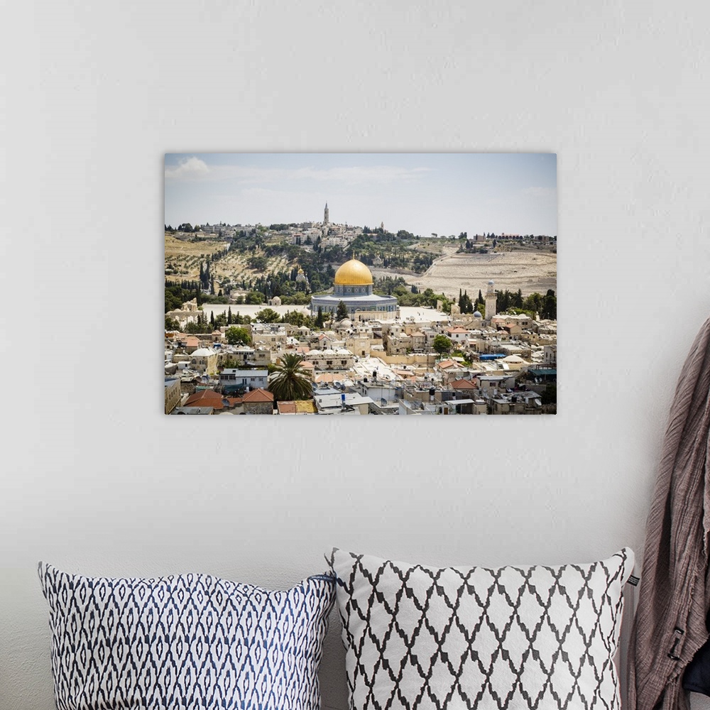 A bohemian room featuring View over the Old City with the Dome of the Rock, UNESCO World Heritage Site, Jerusalem, Israel, ...