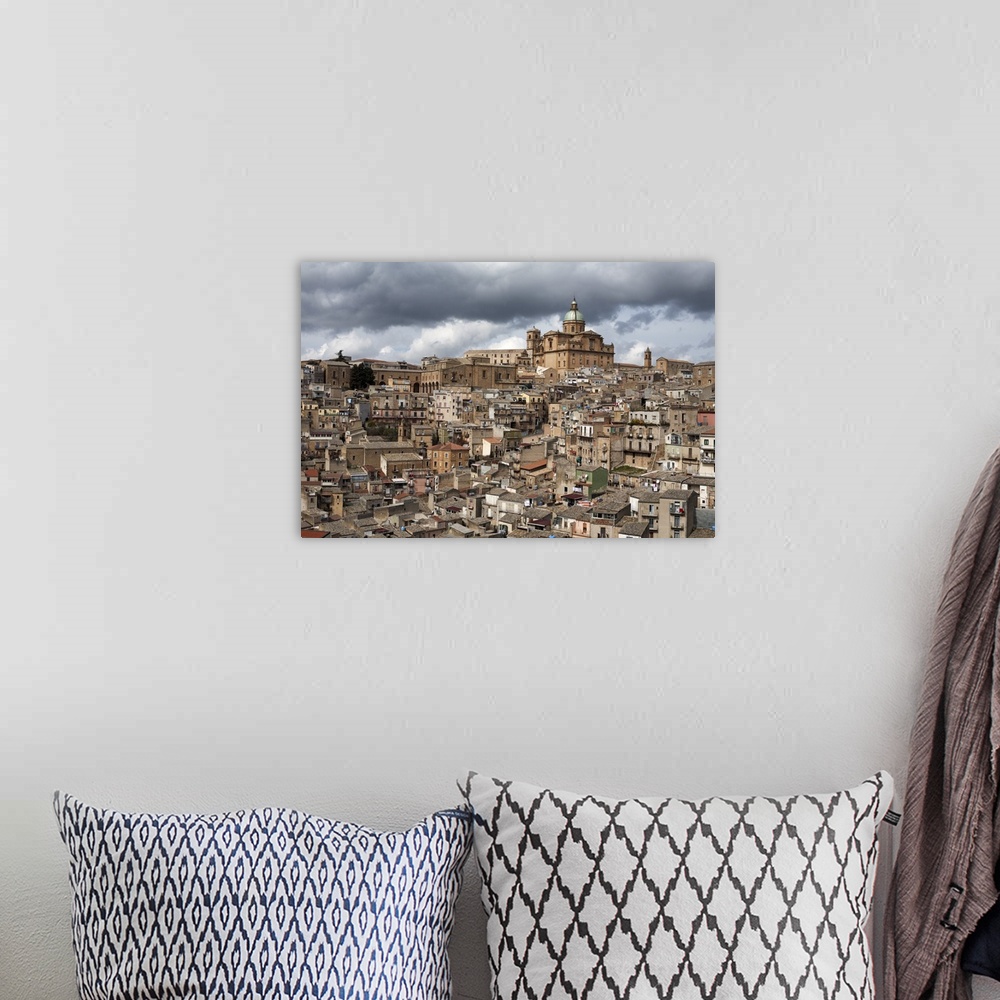 A bohemian room featuring View over the old town, Piazza Armerina, Sicily, Italy