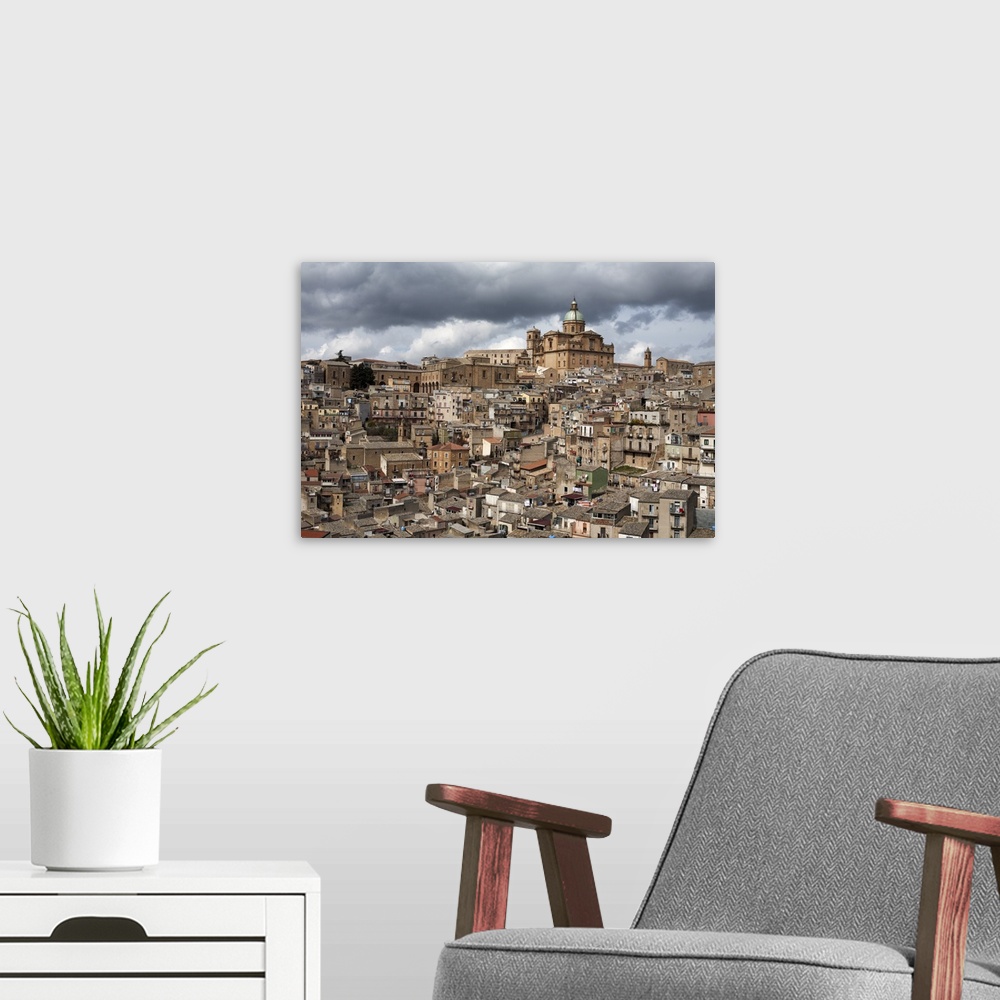 A modern room featuring View over the old town, Piazza Armerina, Sicily, Italy