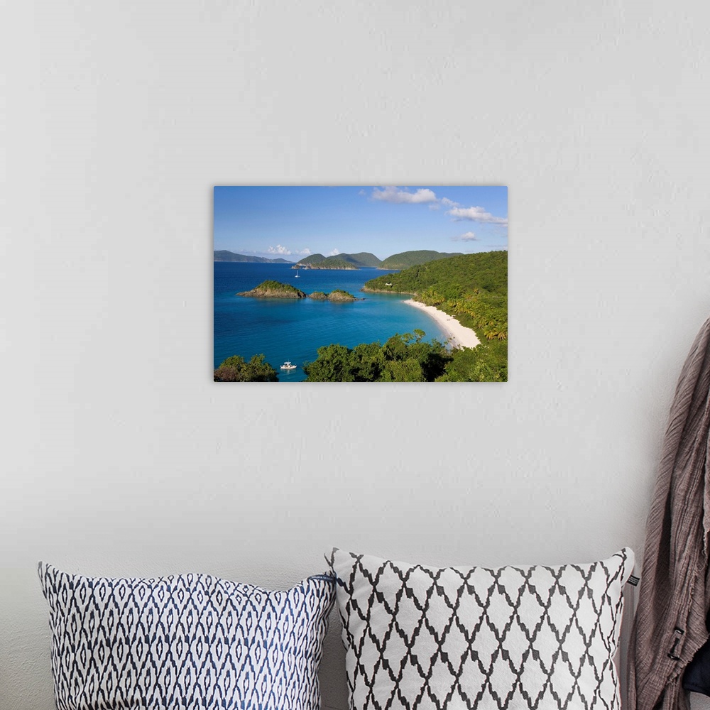 A bohemian room featuring View over the world famous beach at Trunk Bay, St. John, U.S. Virgin Islands