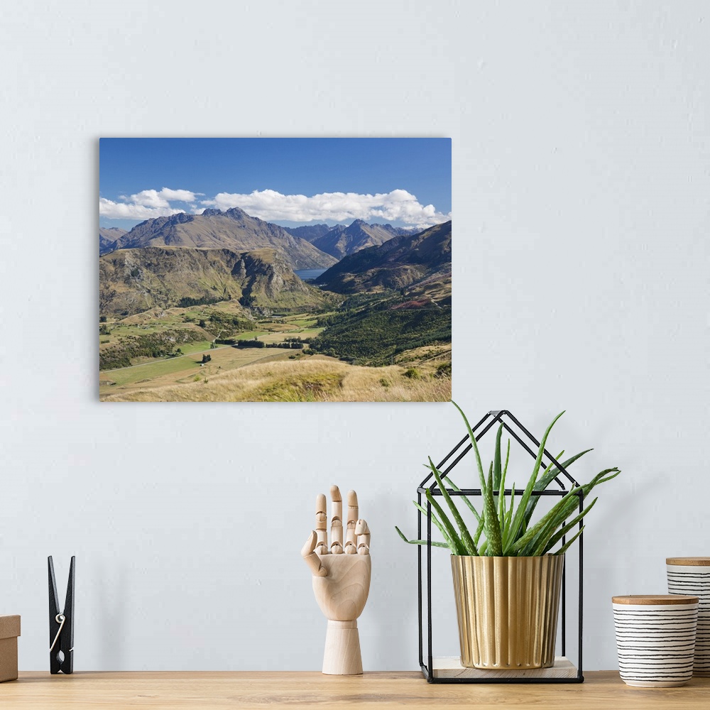 A bohemian room featuring View towards Lake Wakatipu from the Coronet Peak road, Queenstown, Queenstown-Lakes district, Ota...