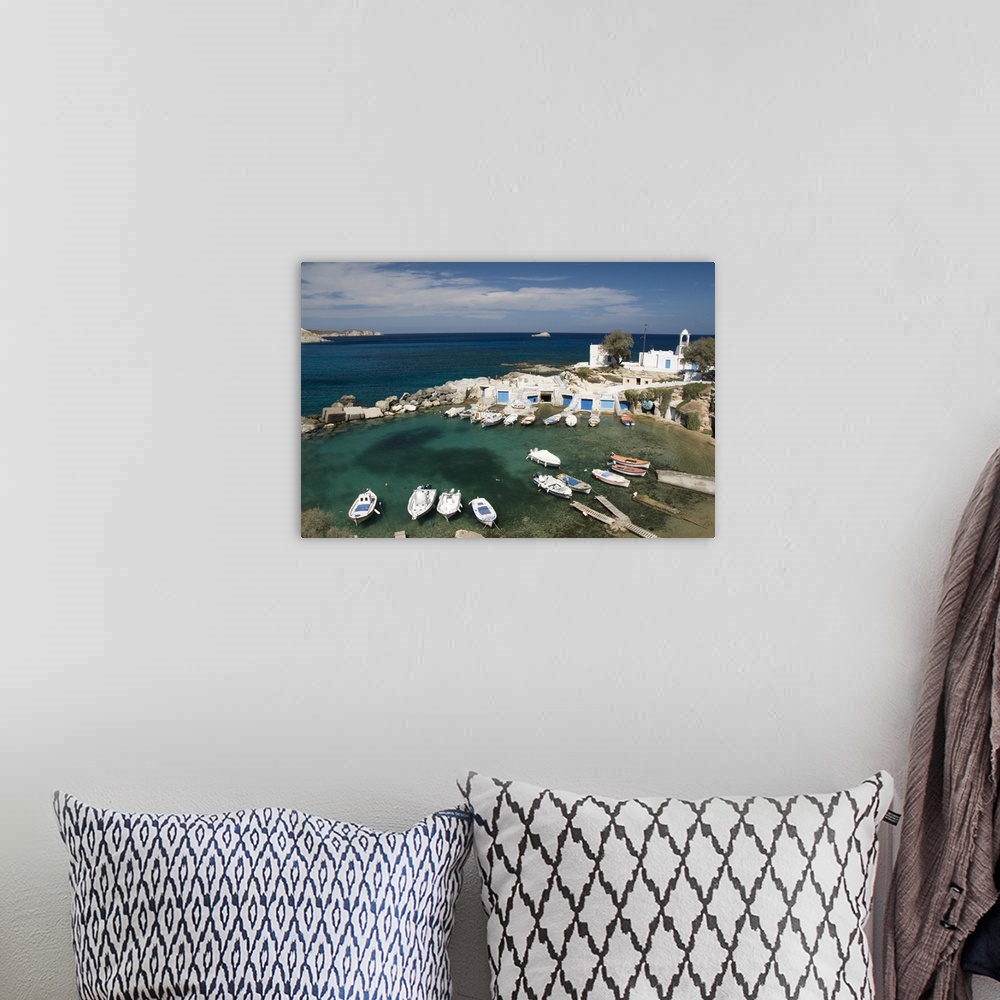 A bohemian room featuring Village of Mandrakia, island of Milos, Cyclades, Greek Islands, Greece, Europe