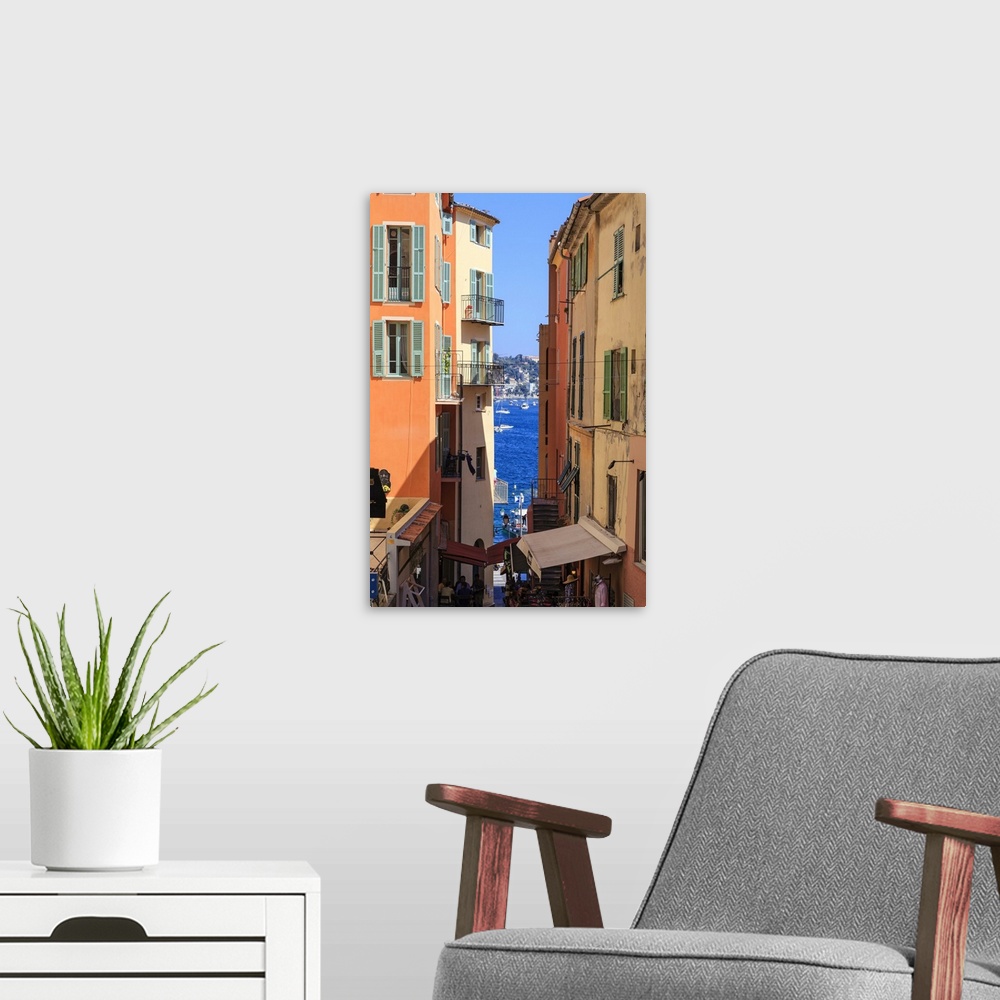 A modern room featuring Villefranche-sur-Mer, Alpes Maritimes, Provence, Cote d'Azur, French Riviera, France, Europe.