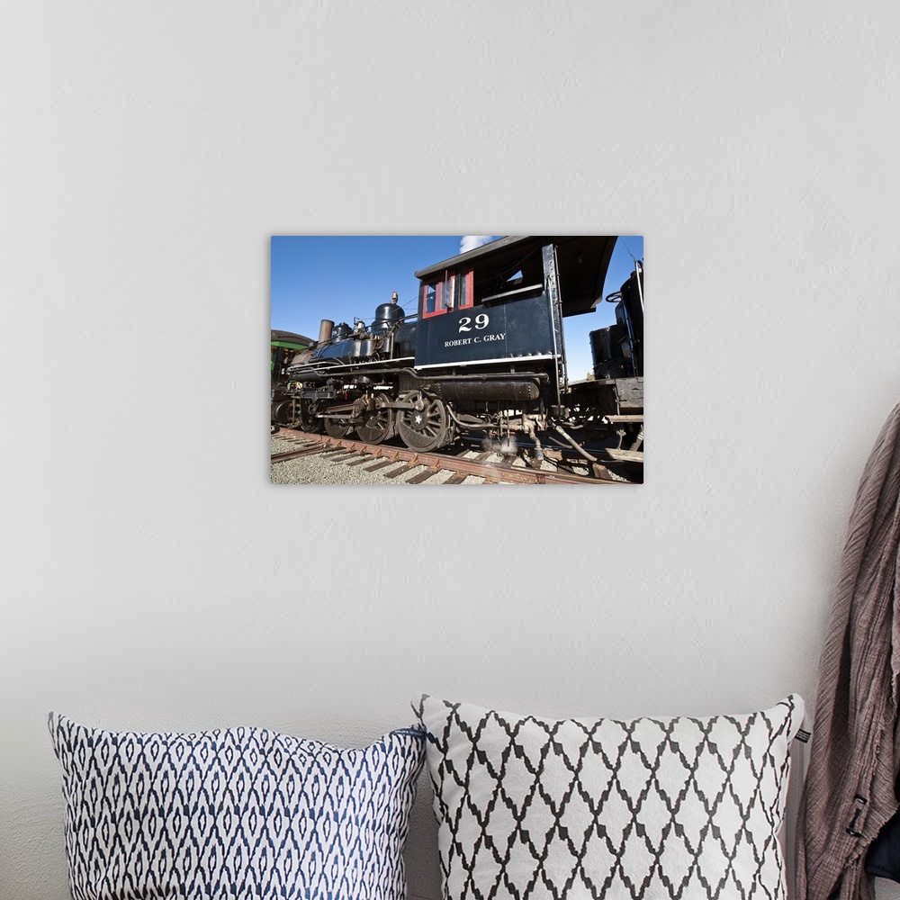 A bohemian room featuring Virginia City, Nevada, Old steam locomotive at historic Gold Hill train station
