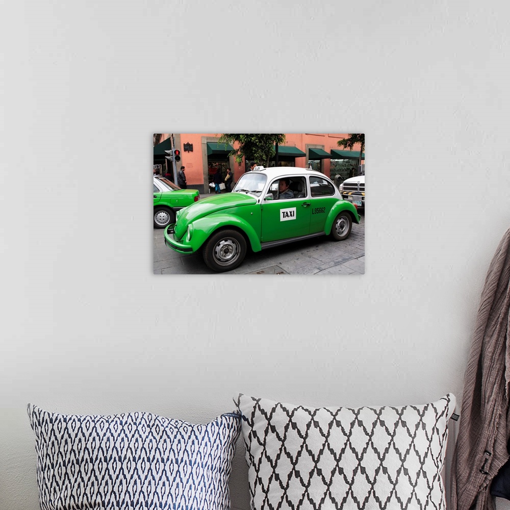 A bohemian room featuring Volkswagen taxi cab, Mexico City, Mexico, North America