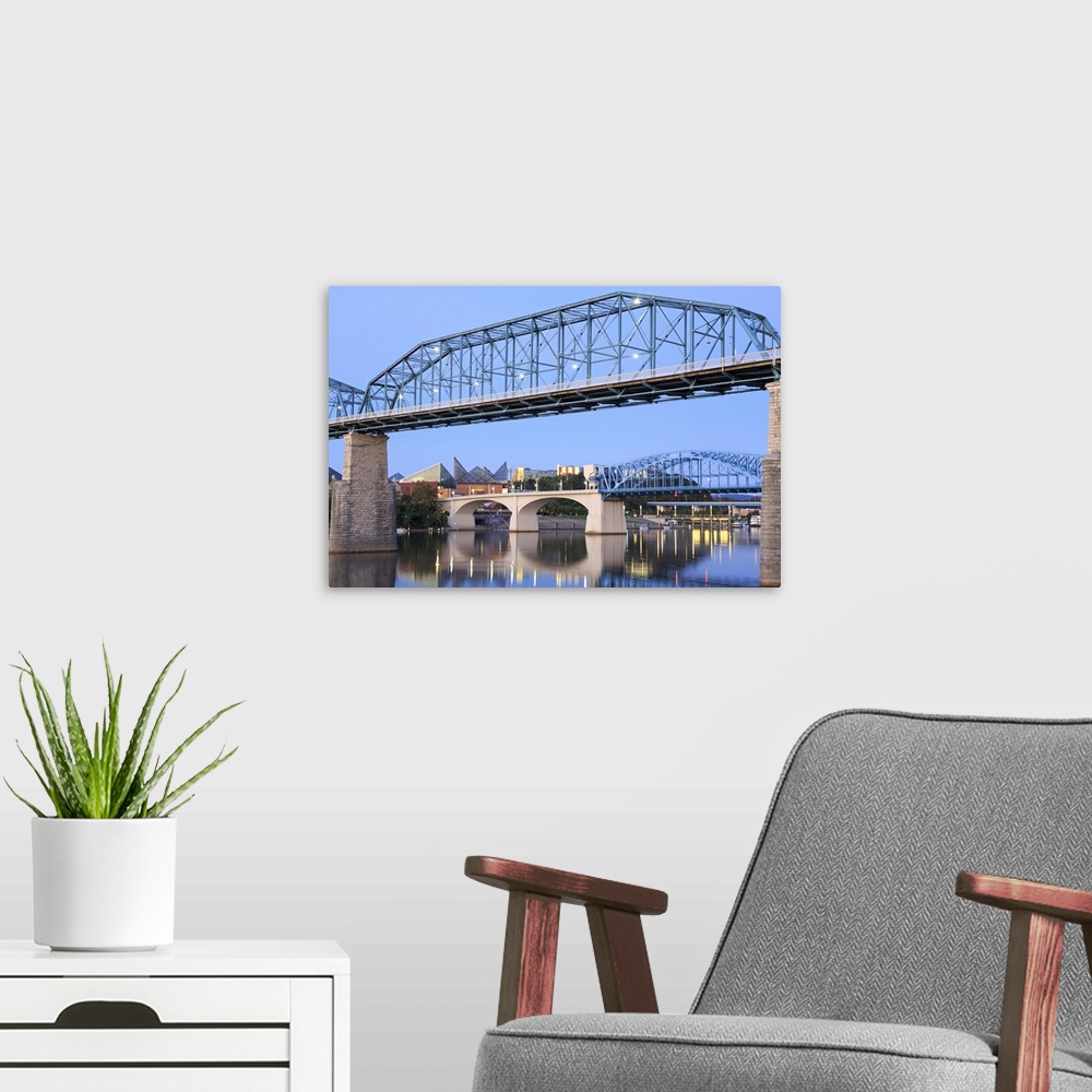 A modern room featuring Walnut Street Bridge over the Tennessee River, Chattanooga, Tennessee