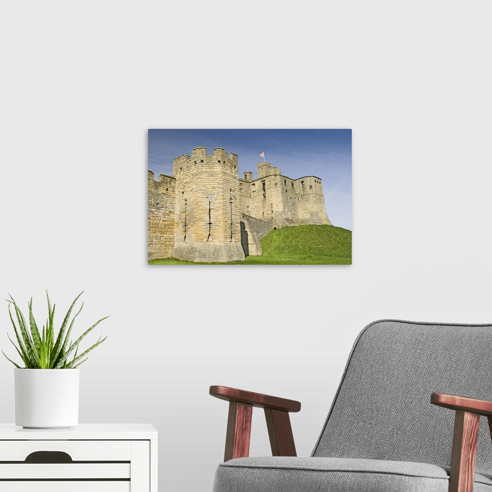 A modern room featuring Warkworth Castle, Northumbria, England
