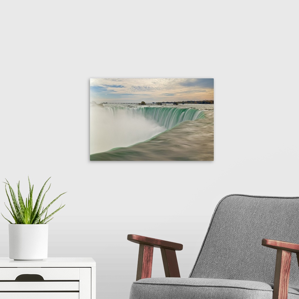 A modern room featuring Water at the top of the Horseshoe Falls on the Niagara River, Ontario, Canada