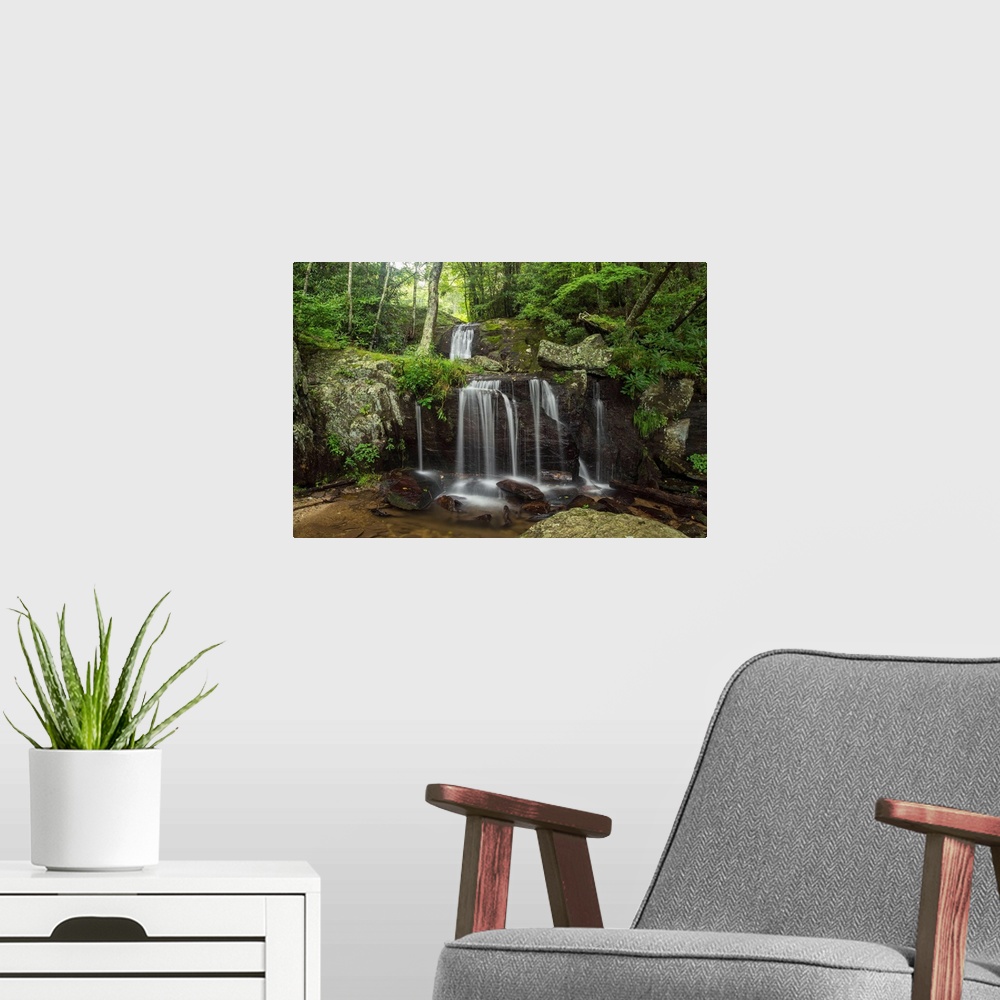 A modern room featuring Waterfall, Blue Ridge Mountains, North Carolina, United States of America, North America