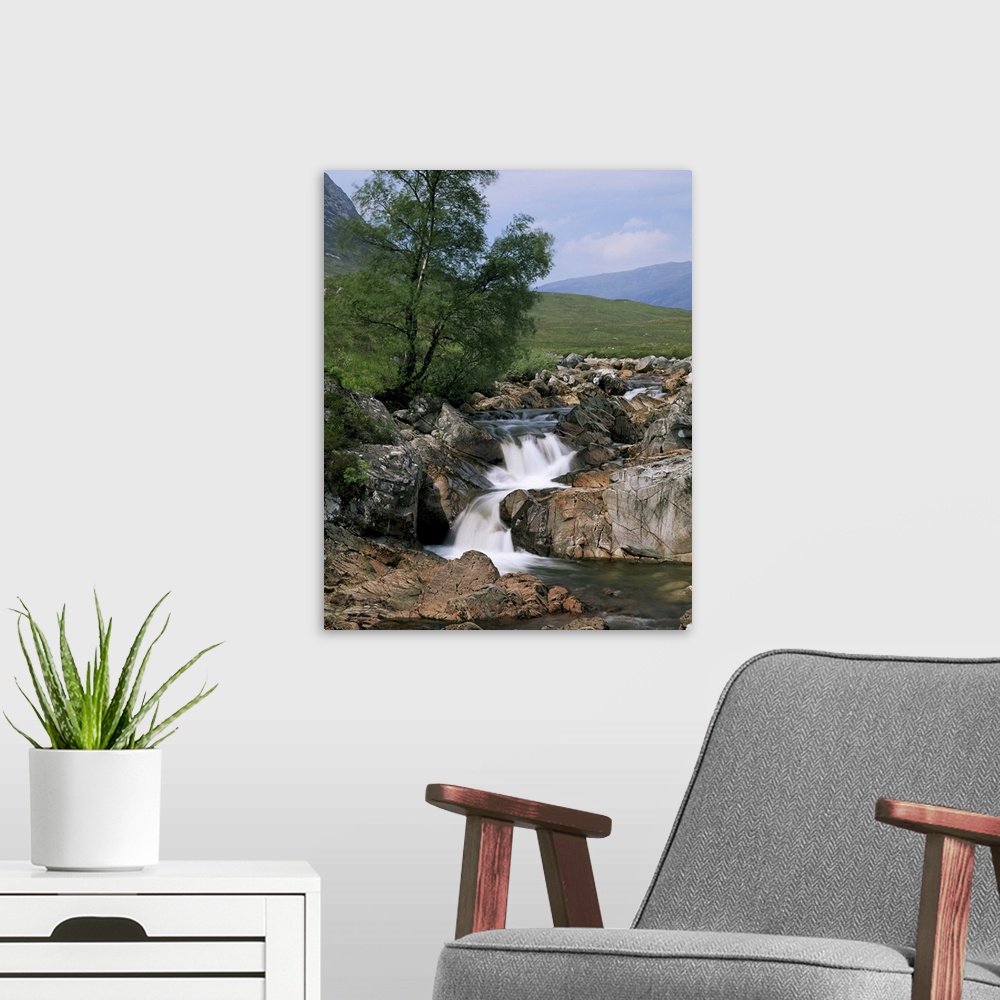 A modern room featuring Waterfall, Glen Etive, Highland region, Scotland