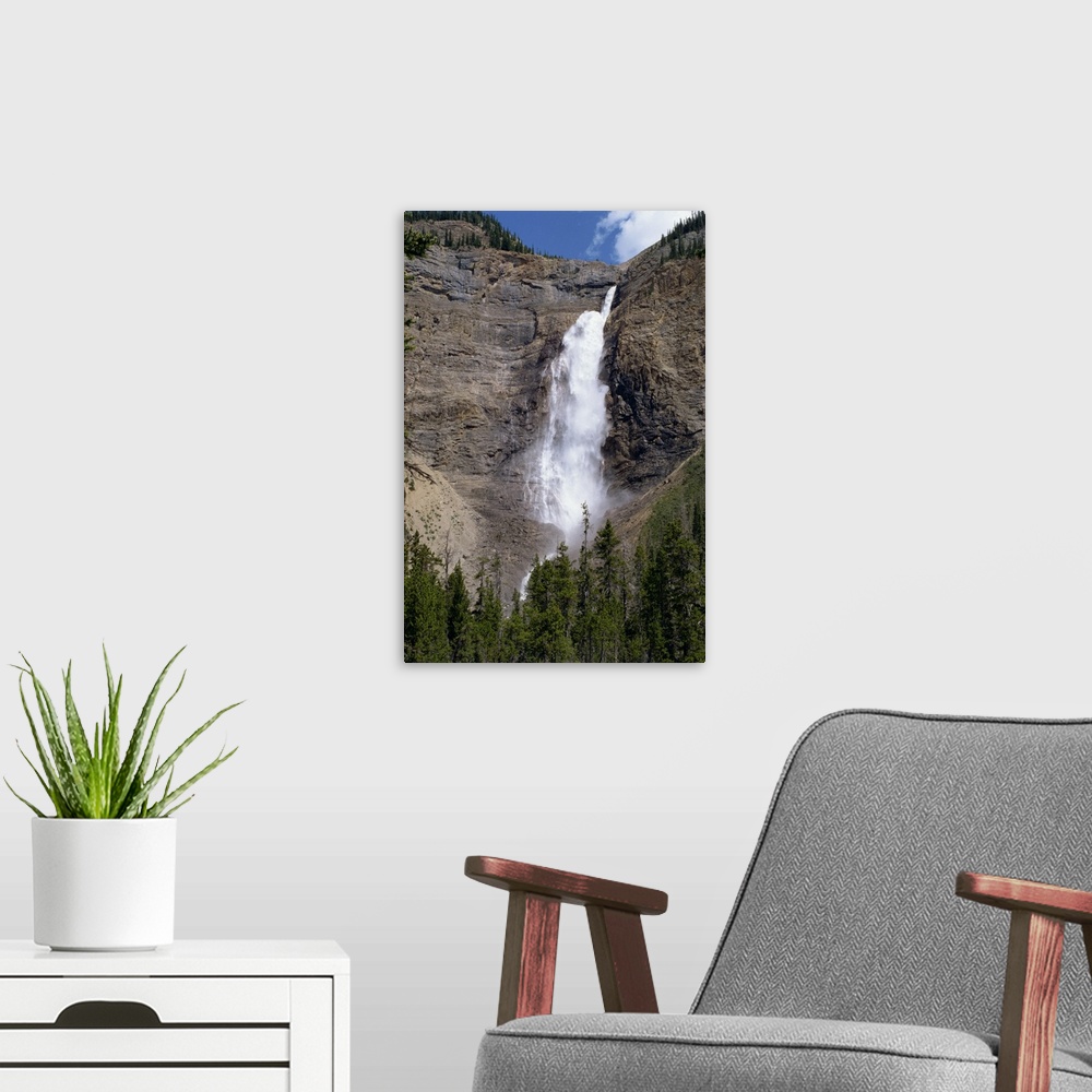 A modern room featuring Waterfall in the Rocky Mountains, British Columbia, Canada, North America