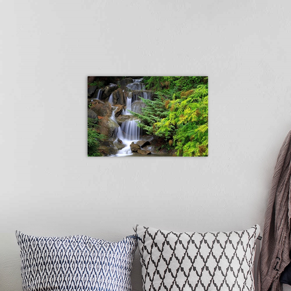 A bohemian room featuring Waterfall, VanDusen Gardens, Vancouver, British Columbia, Canada, North America