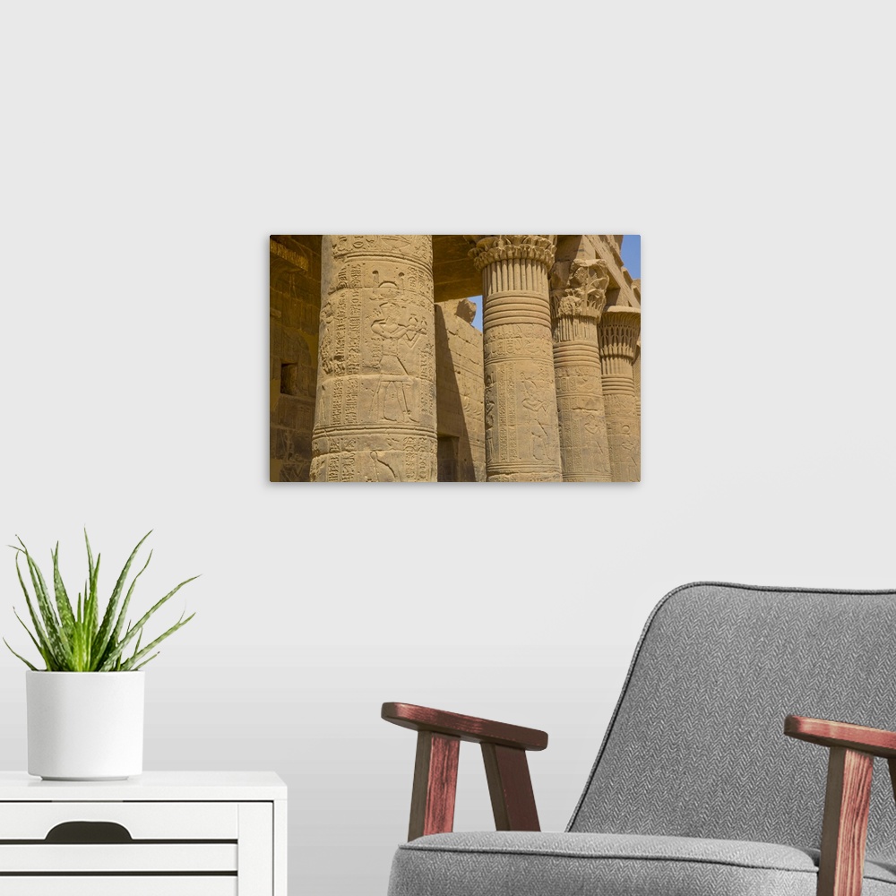 A modern room featuring West Colonnade, Temple of Isis, UNESCO World Heritage Site, Philae Island, Aswan, Nubia, Egypt, N...