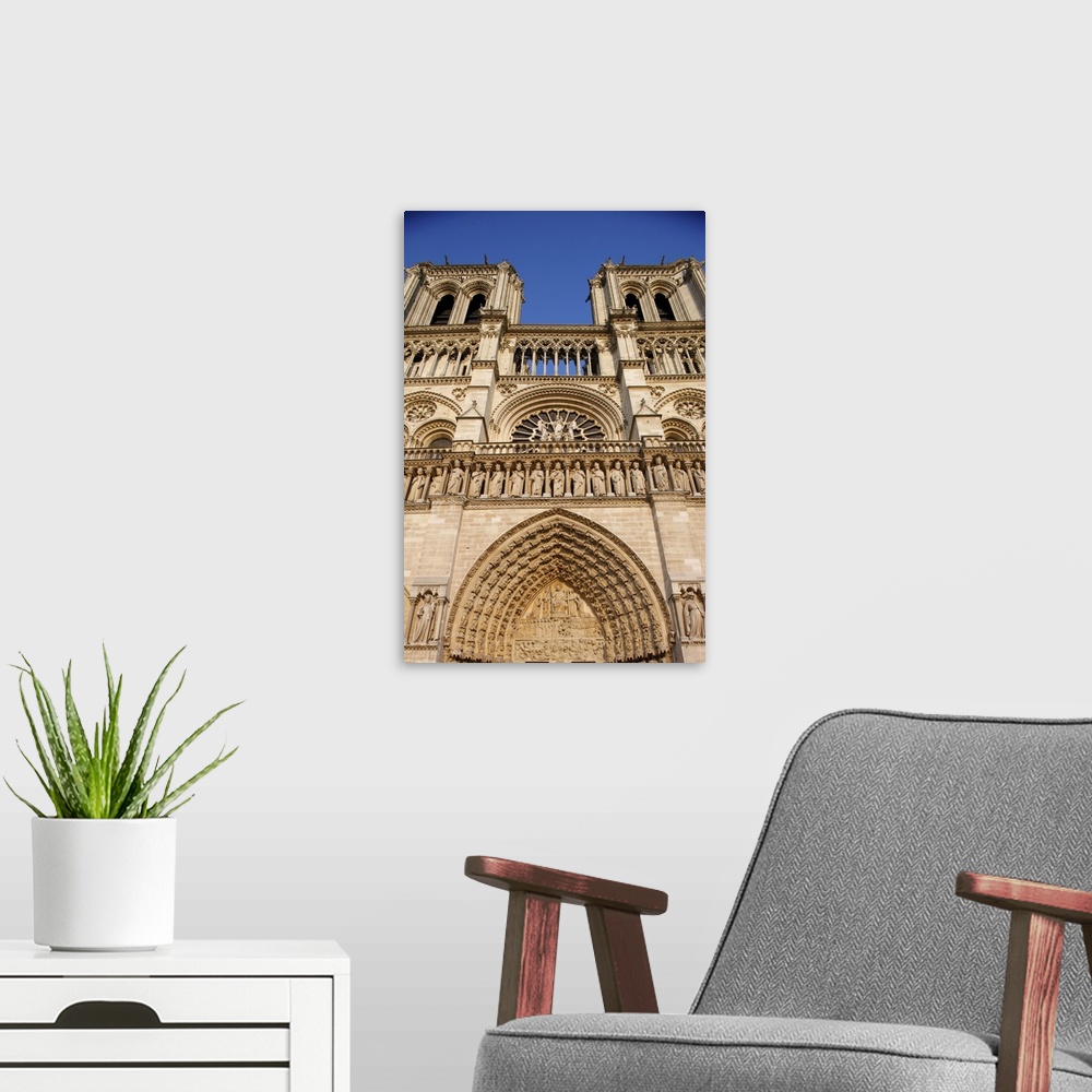 A modern room featuring West front, Notre Dame Cathedral, UNESCO World Heritage Site, Paris, France, Europe.