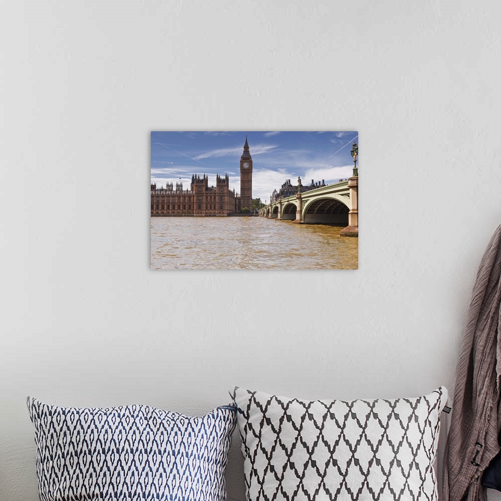 A bohemian room featuring Westminster Bridge and the Houses of Parliament, Westminster, London, England