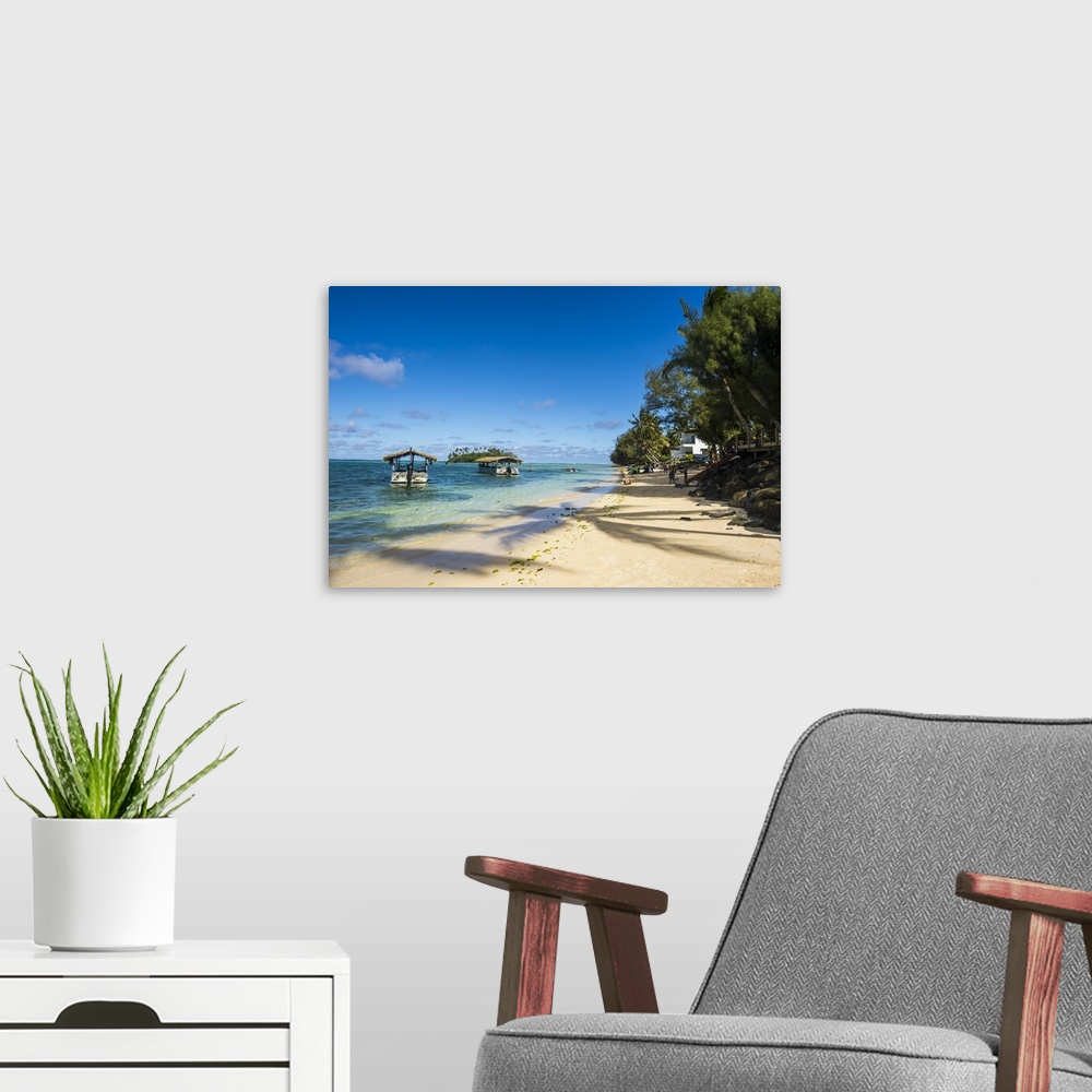 A modern room featuring White sand beach and turquoise waters, Muri beach, Rarotonga and the Cook Islands