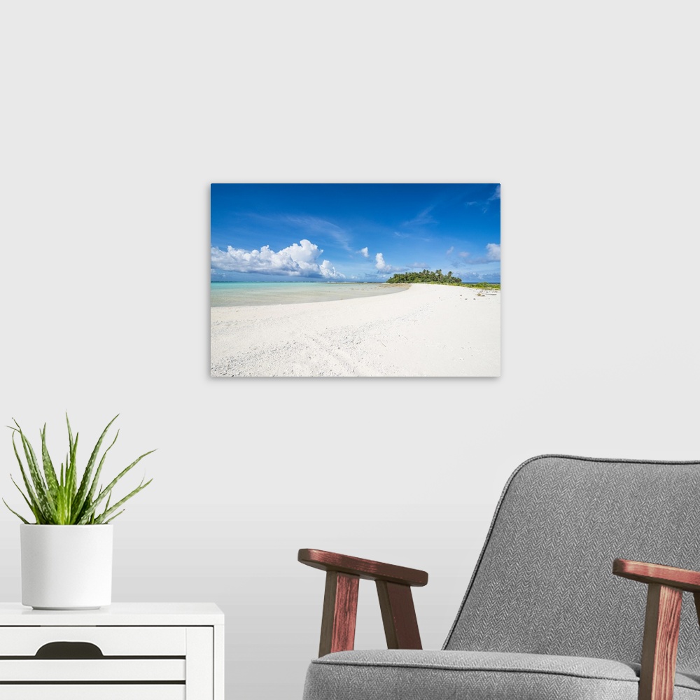 A modern room featuring White sand beach on a little island in the lagoon of Wallis, Wallis and Futuna, Pacific