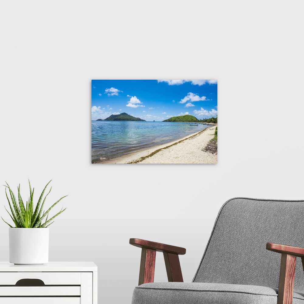 A modern room featuring White sand beach on Yanuya Island, Mamanuca Islands, Fiji, South Pacific
