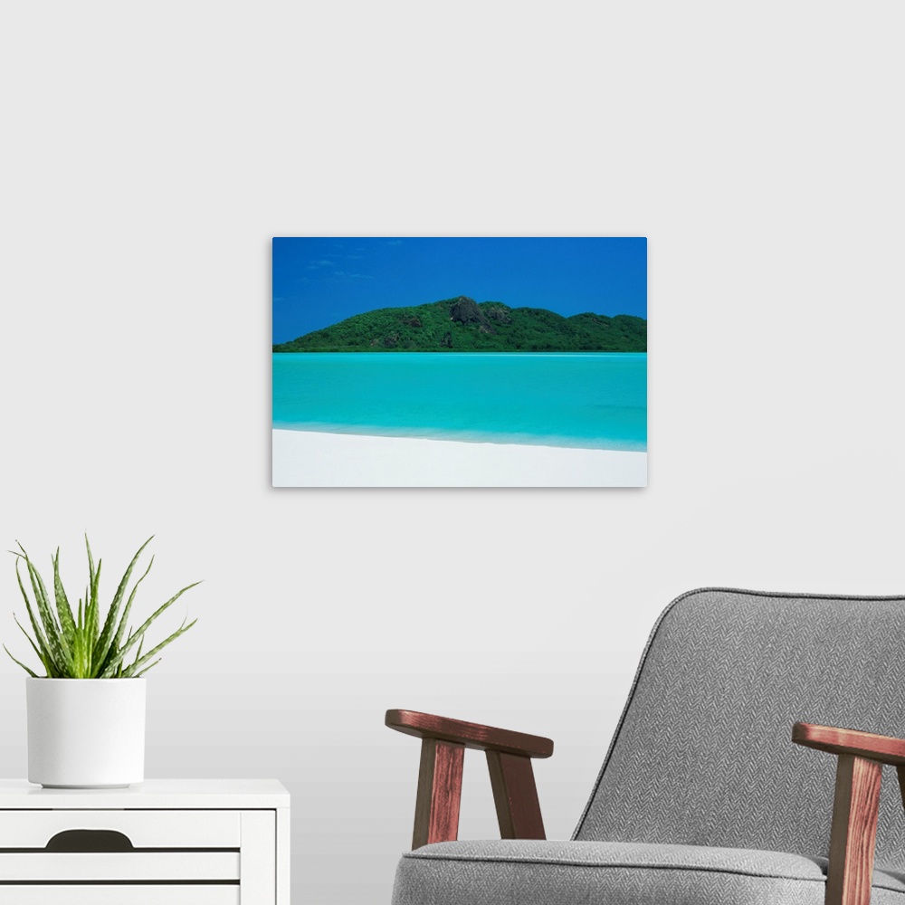 A modern room featuring Whitehaven Beach, one of the finest in the country, on the east coast of Whitsunday Island, Whits...