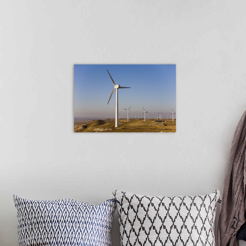 A bohemian room featuring Wind farm, La Muela, Zaragoza, Aragon, Spain, Europe