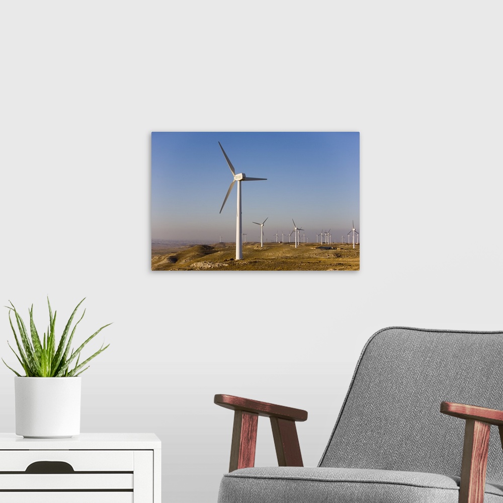 A modern room featuring Wind farm, La Muela, Zaragoza, Aragon, Spain, Europe