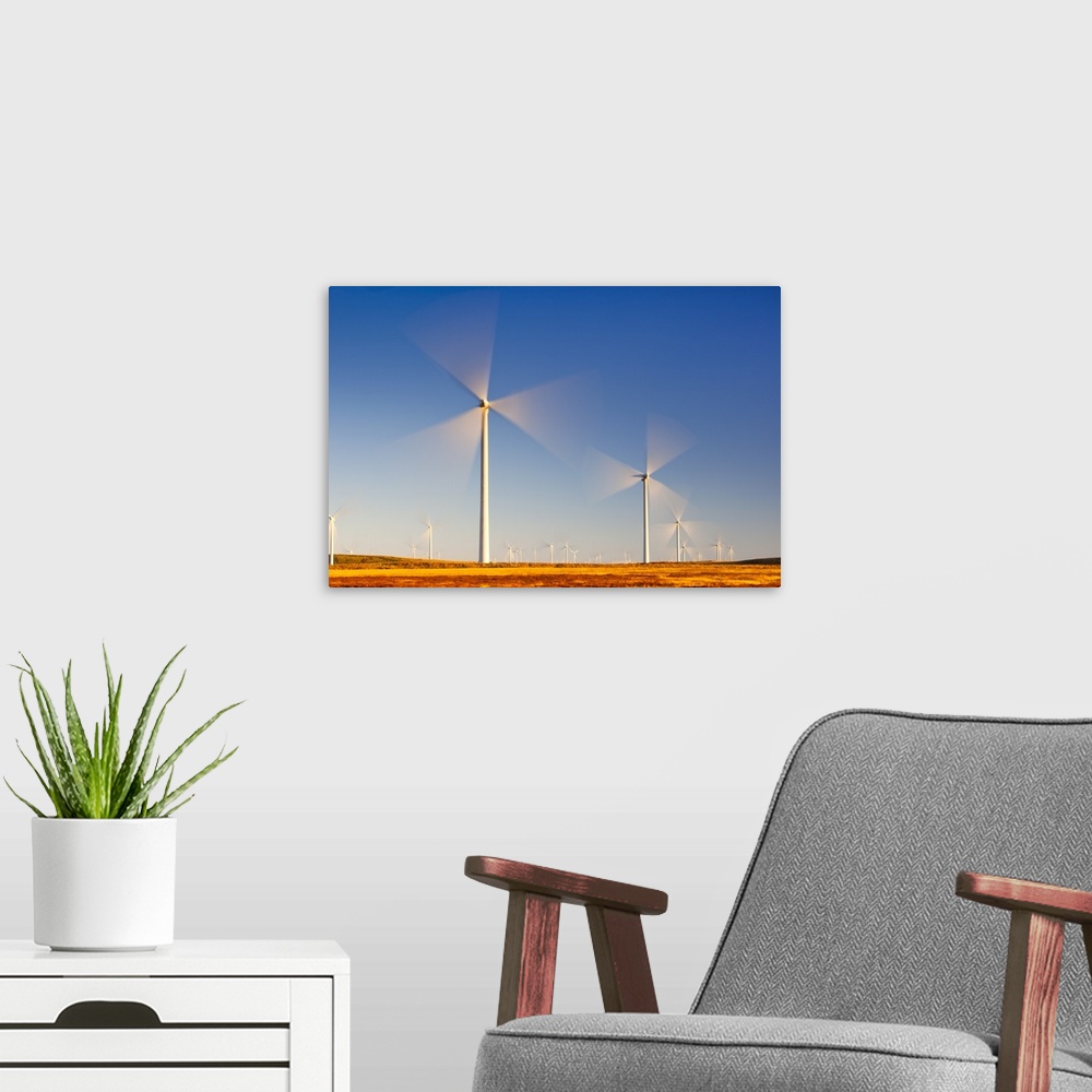A modern room featuring Wind turbines, Whitelee Wind Farm, East Renfrewshire, Scotland, United Kingdom, Europe