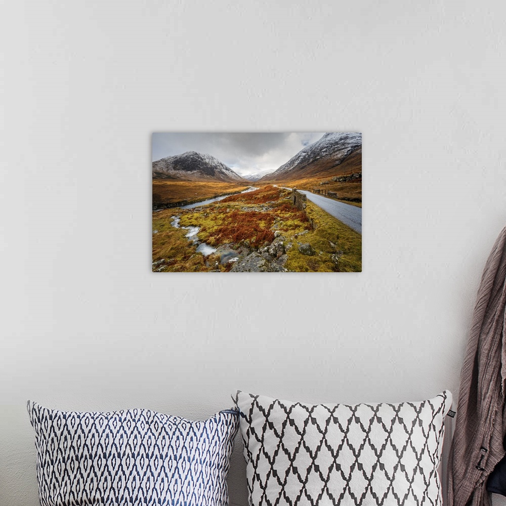 A bohemian room featuring Winter in Glen Etive, the Highlands Region, Scotland, United Kingdom, Europe
