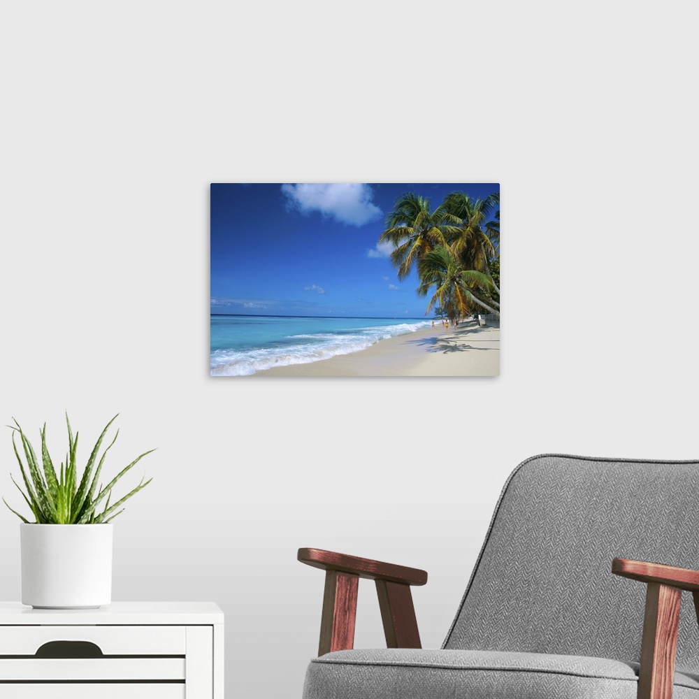 A modern room featuring Worthing Beach on south coast of southern parish of Christ Church, Barbados, Caribbean