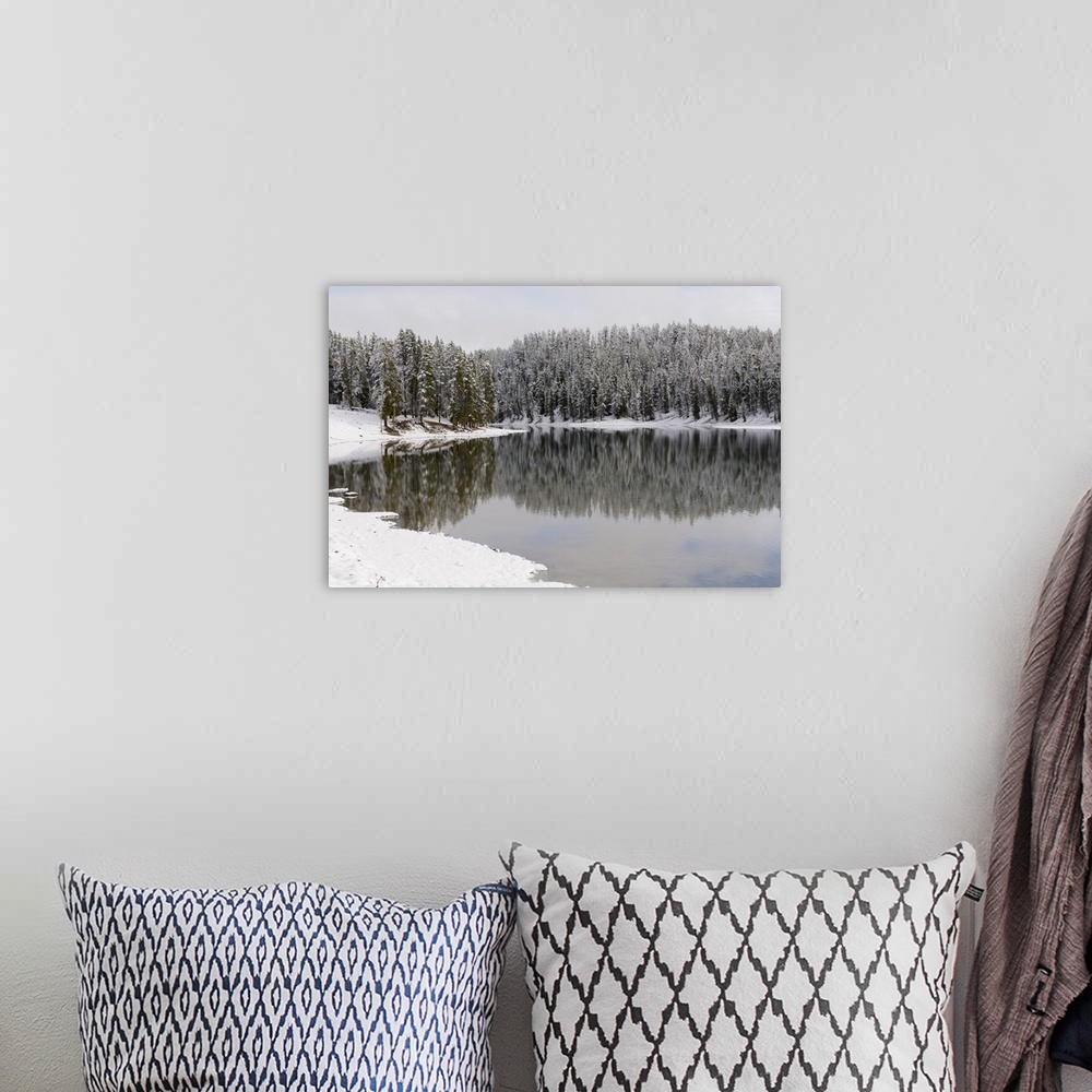 A bohemian room featuring Yellowstone River in winter, Yellowstone National Park, Wyoming