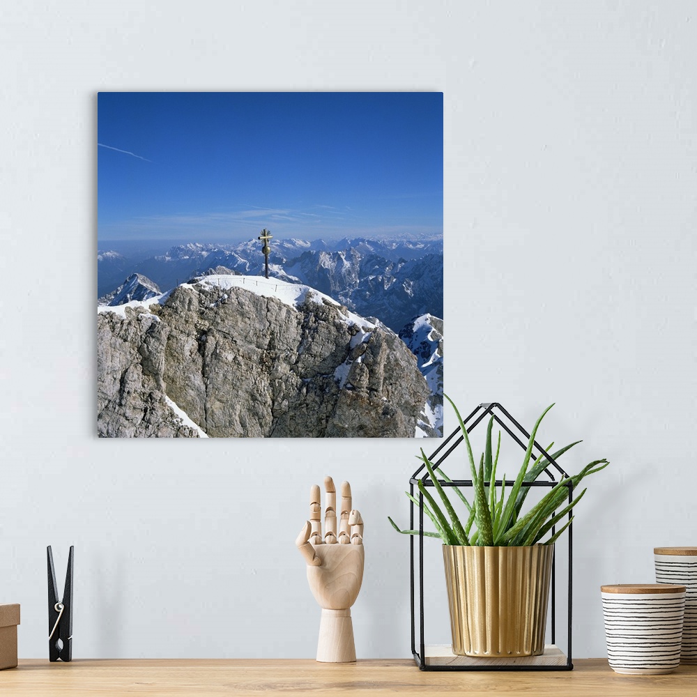 A bohemian room featuring Zugspitze peak, highest mountain in Germany, Bavaria, Germany