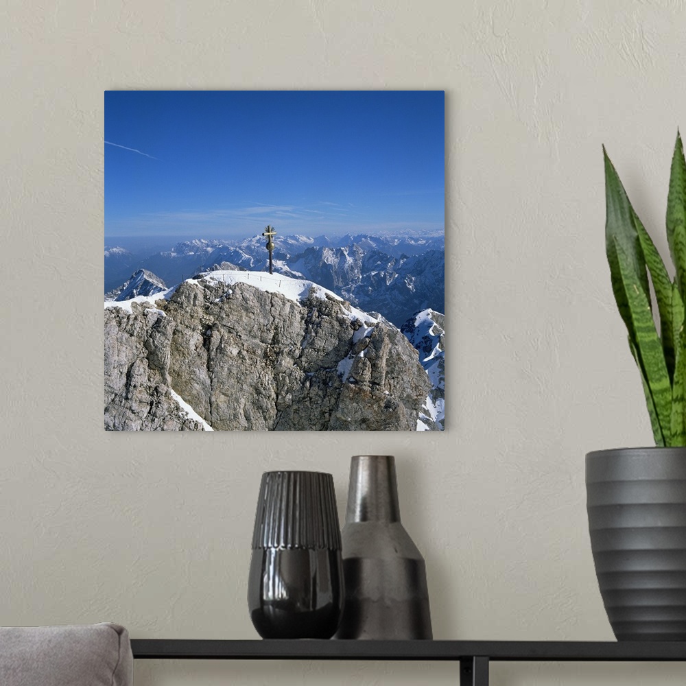 A modern room featuring Zugspitze peak, highest mountain in Germany, Bavaria, Germany