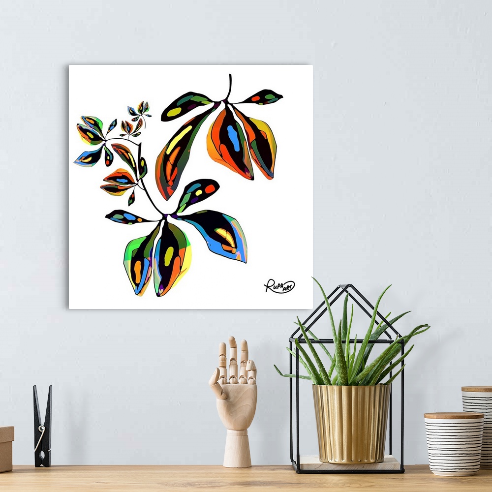A bohemian room featuring Abstract Leaves 3