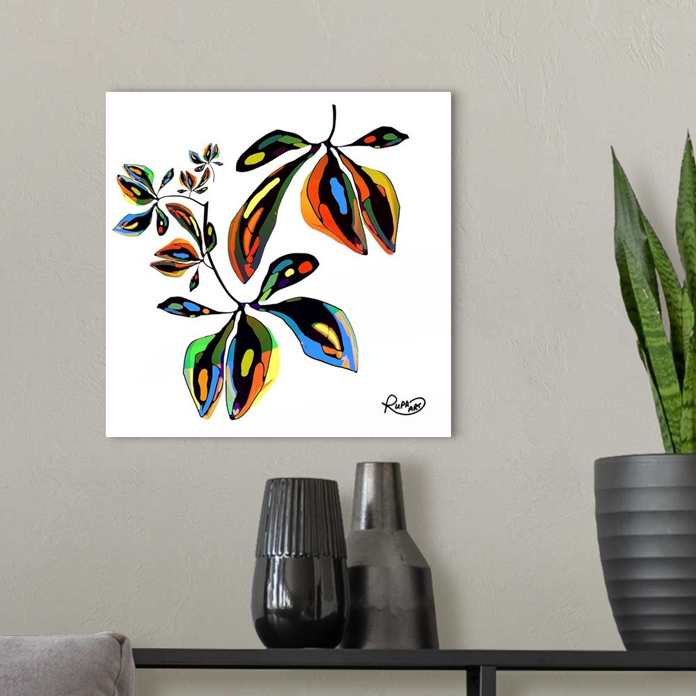 A modern room featuring Abstract Leaves 3