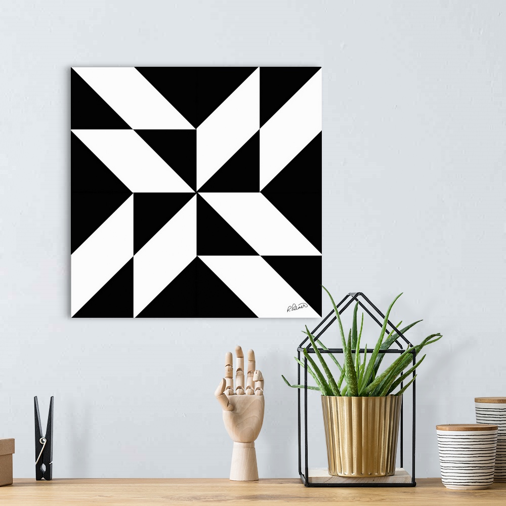 A bohemian room featuring Black And White Geometry