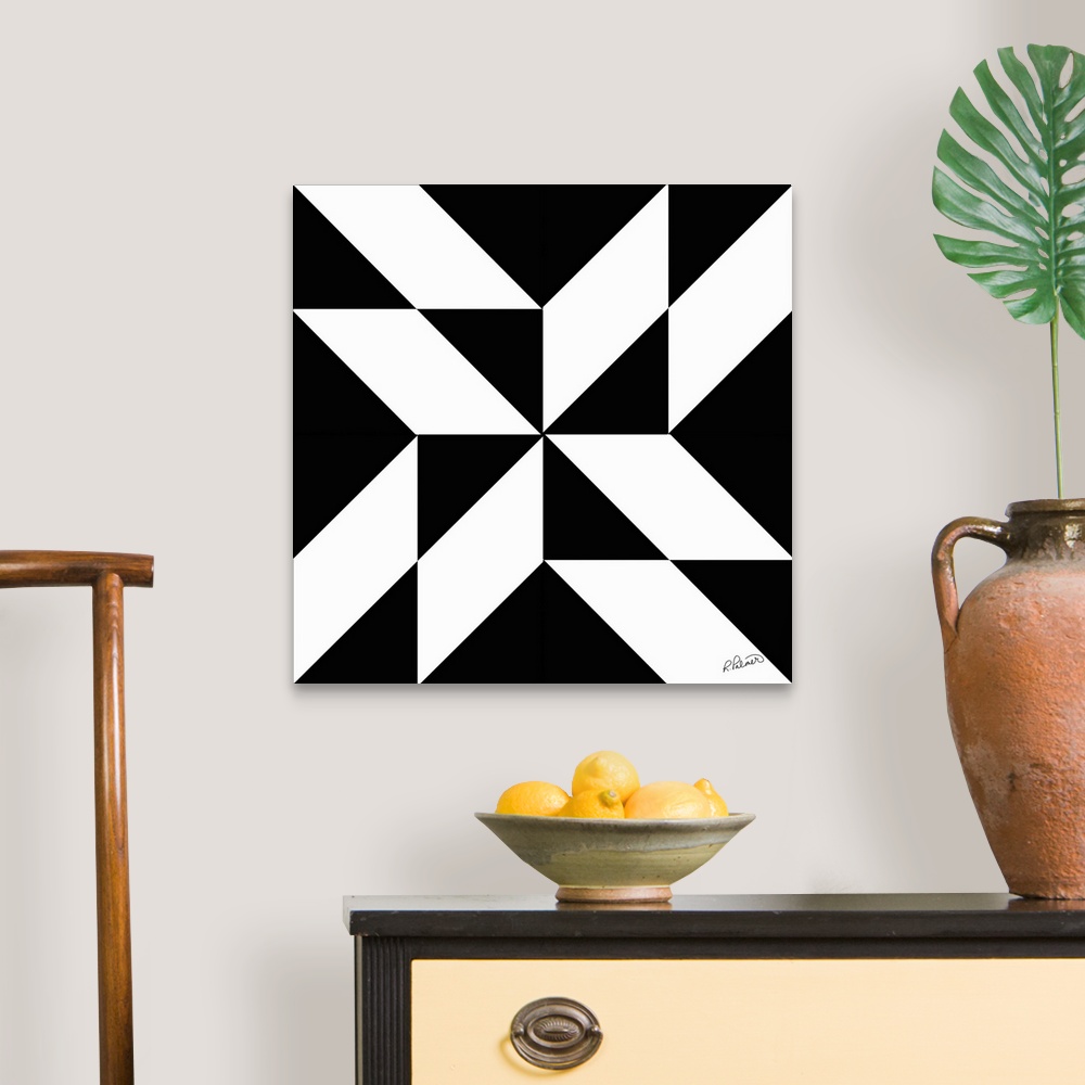 A traditional room featuring Black And White Geometry