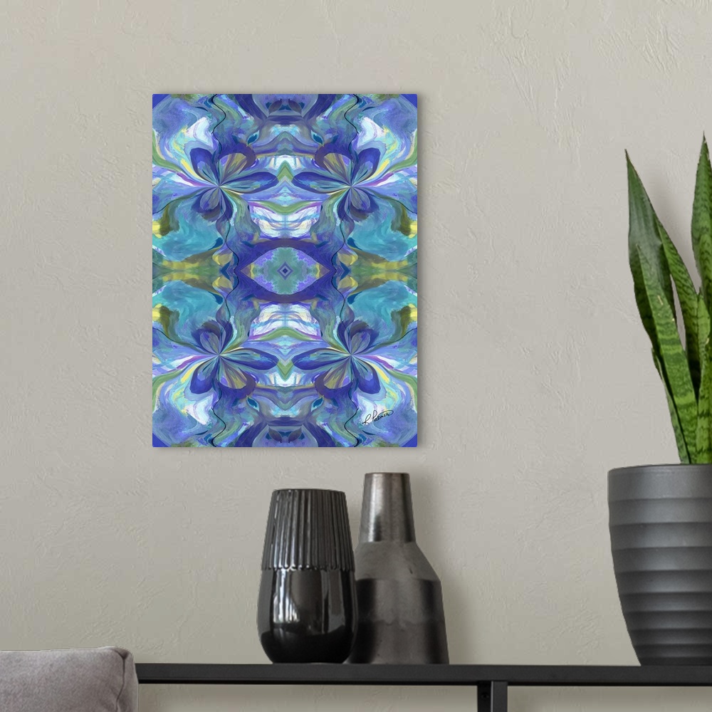 A modern room featuring Blue Flower Illusion