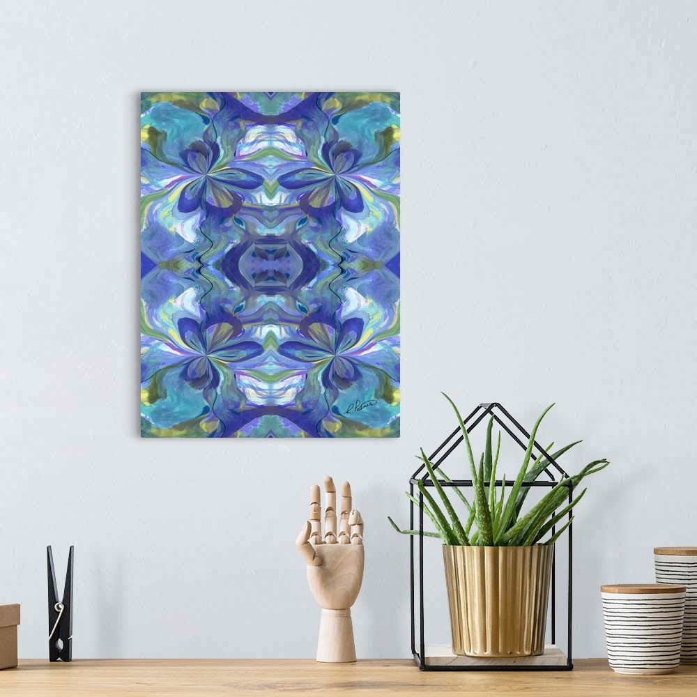 A bohemian room featuring Blue Flower Illusion Two
