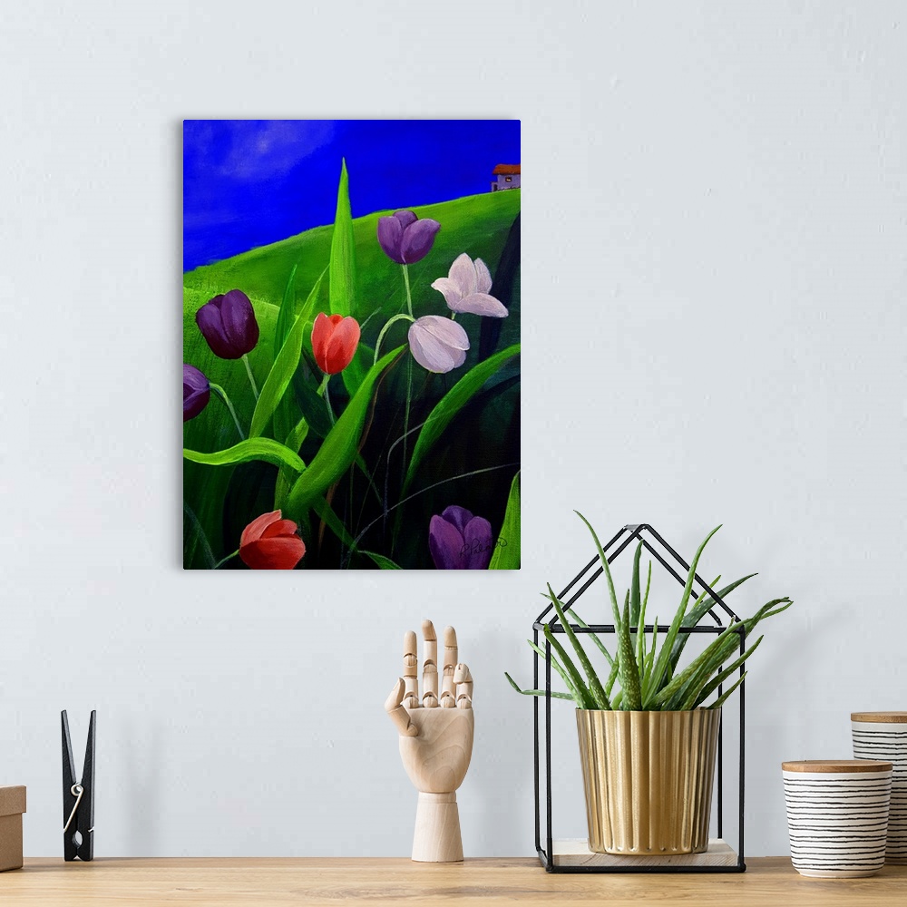 A bohemian room featuring Blue Sky Tulips