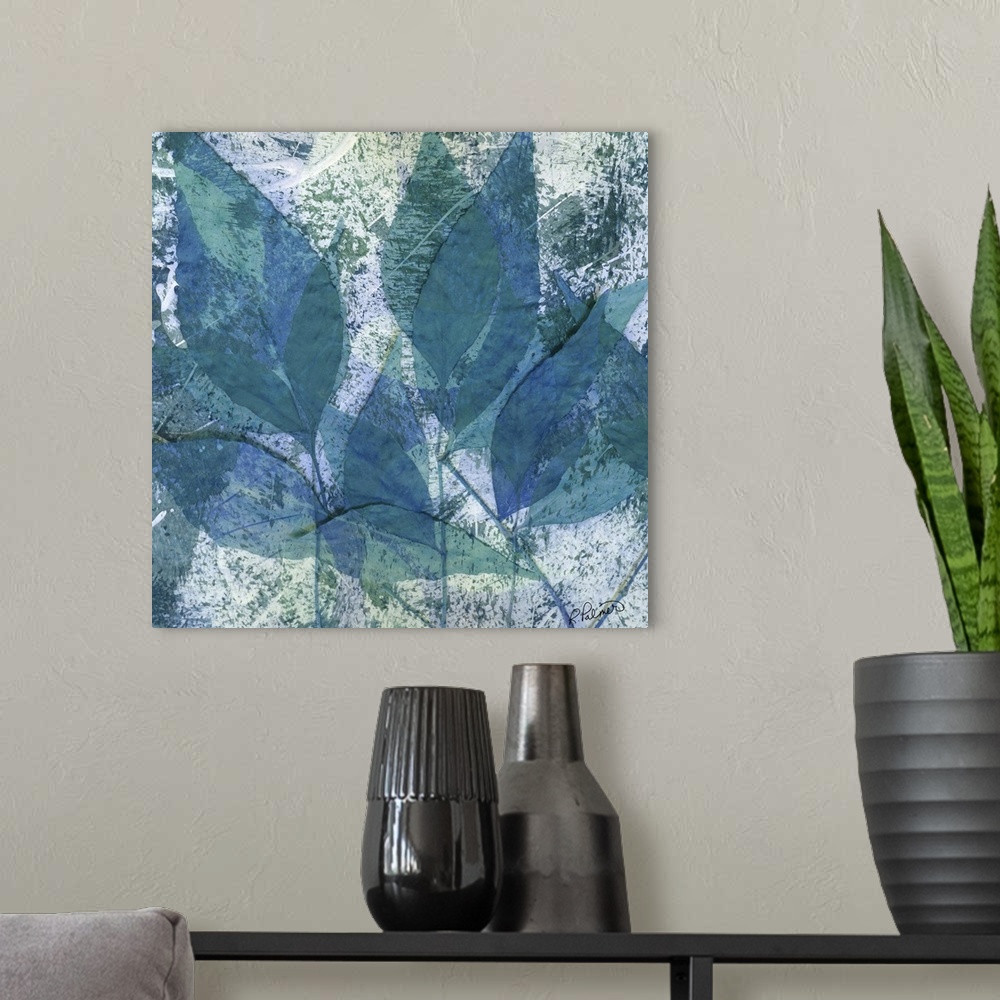 A modern room featuring Calming Leaves Two