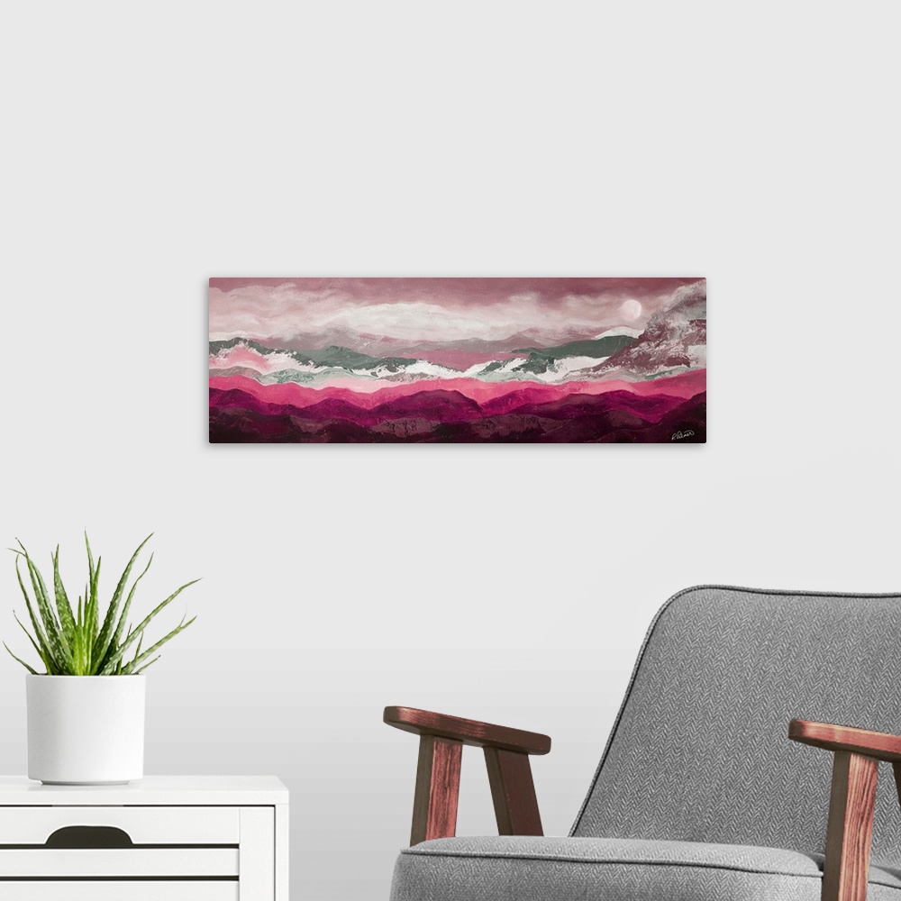 A modern room featuring Magenta Mountains