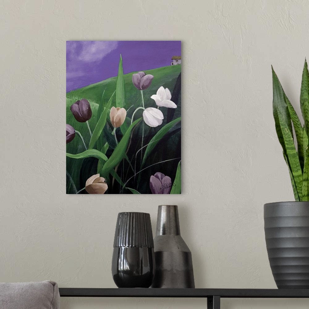 A modern room featuring Mauve Sky Subdued Tulips