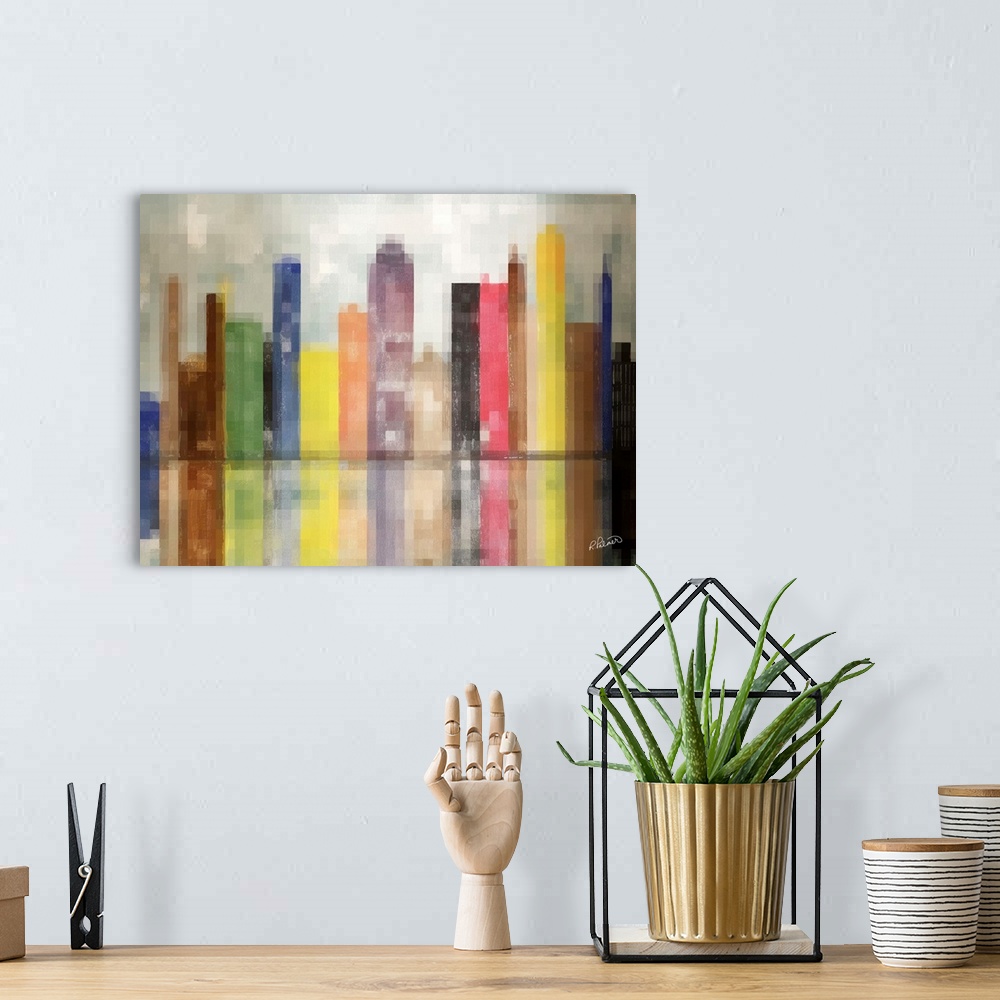A bohemian room featuring Mosaic Cityscape