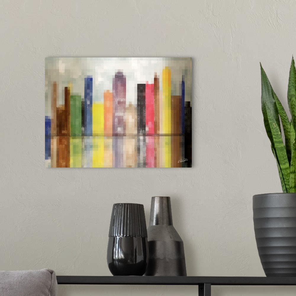 A modern room featuring Mosaic Cityscape