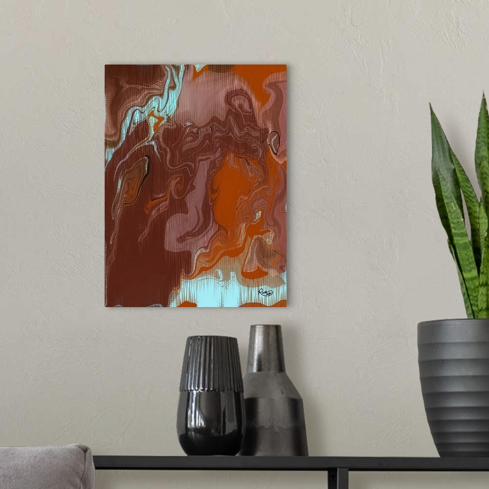 A modern room featuring Orange Rising Two