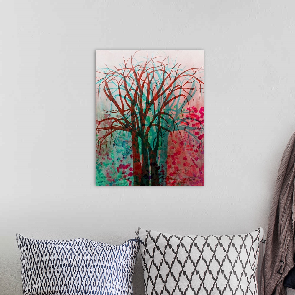 A bohemian room featuring Pink Aqua Tree Double With Colored Dots
